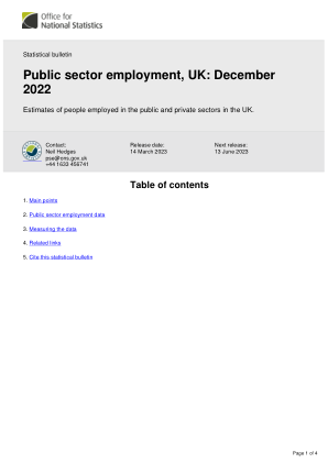 英国公共部门就业，2022 年 12 月